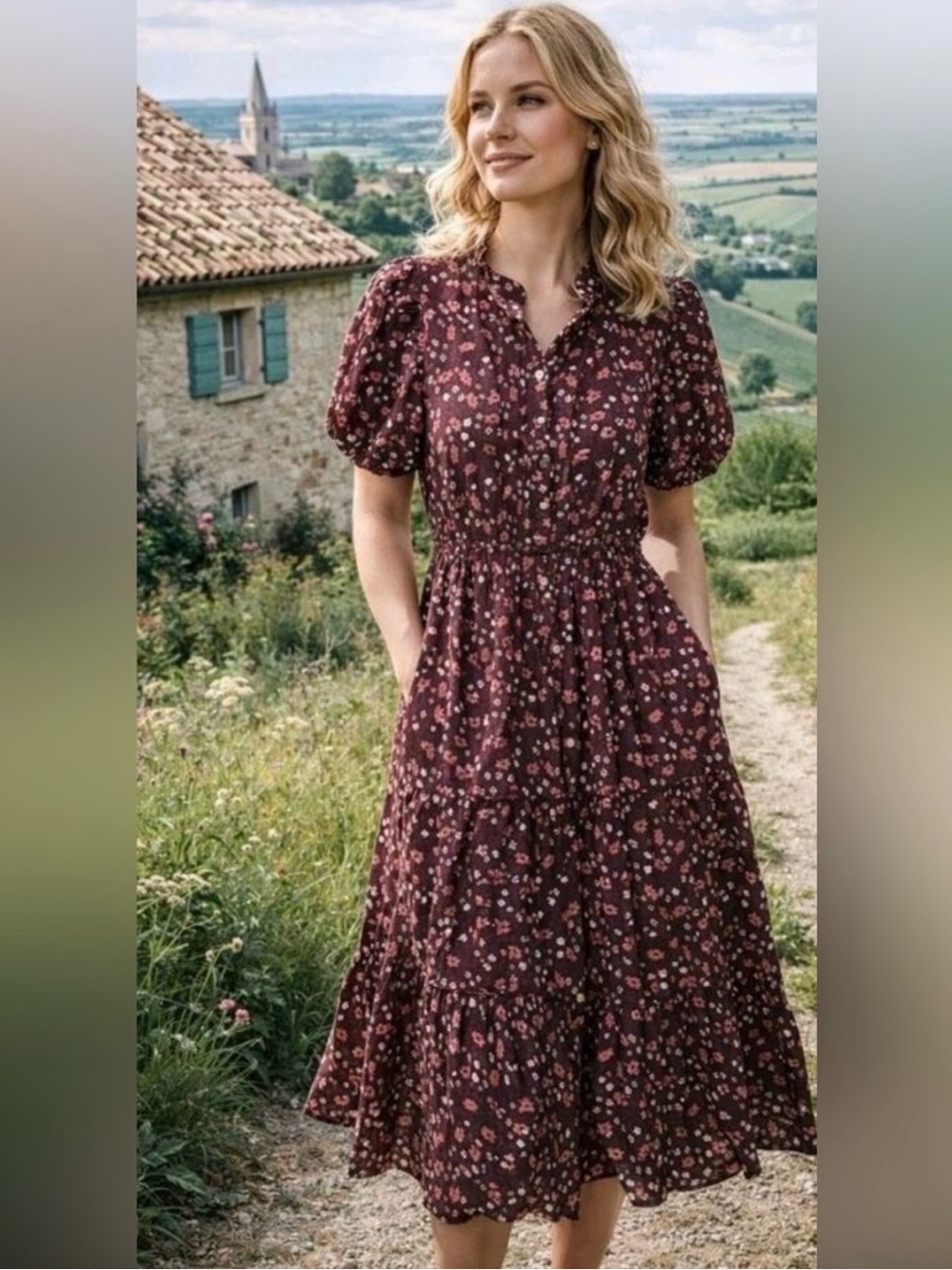 Trovata Birds Of Paradis Hildie Dress Burgundy Pink S MSRP $358 Romantic! NWT